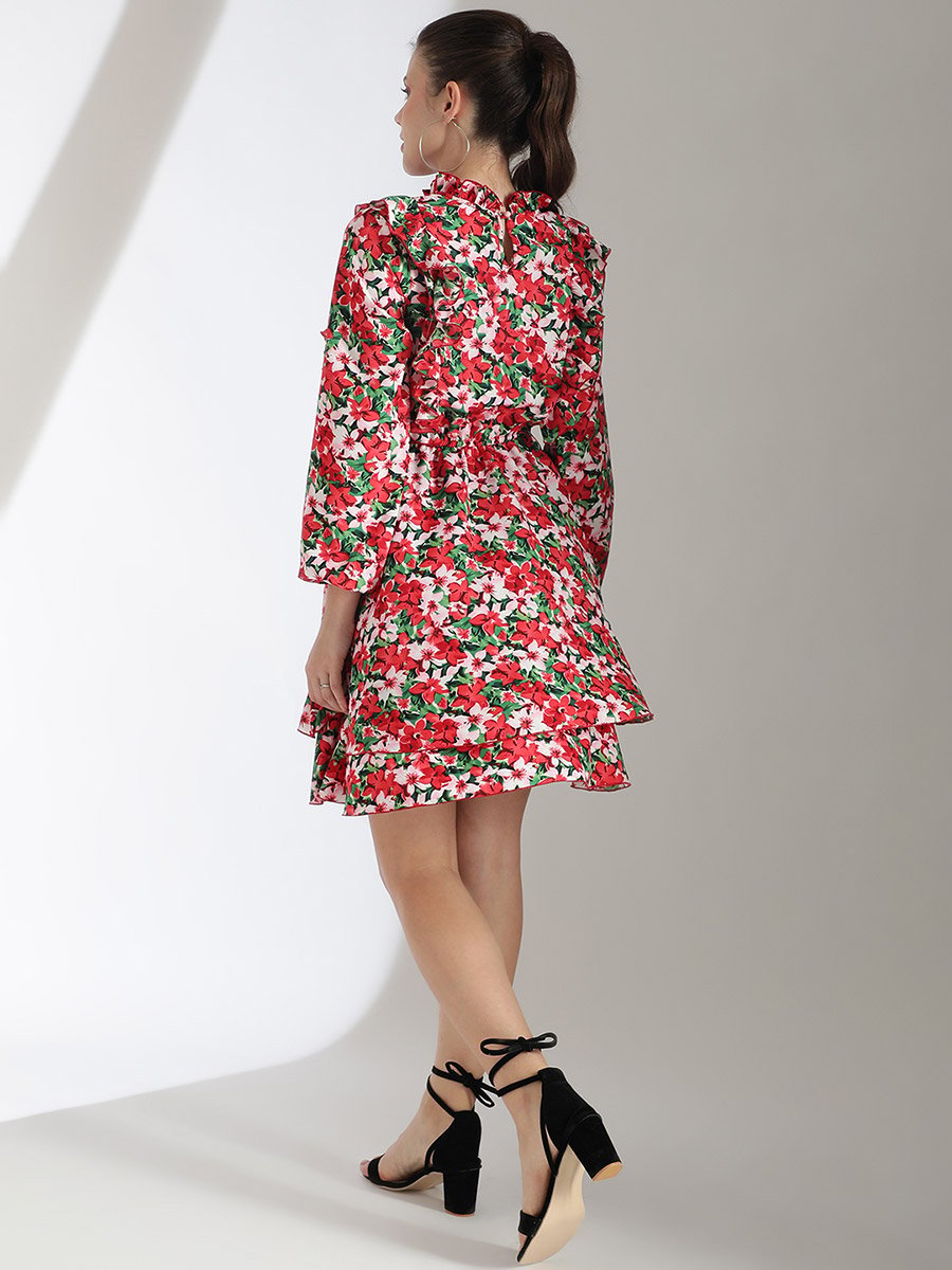 green emerald velvet dress Rosemead Geometric Fit & Flare Knee Length Dress – Maggy London main image 0