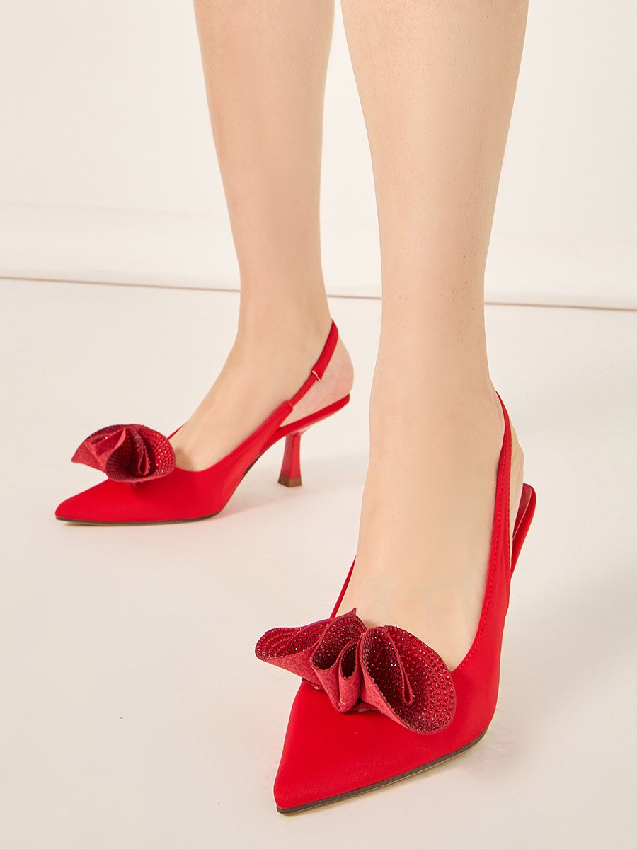 Embellished Pointed Toe Slingback Pumps