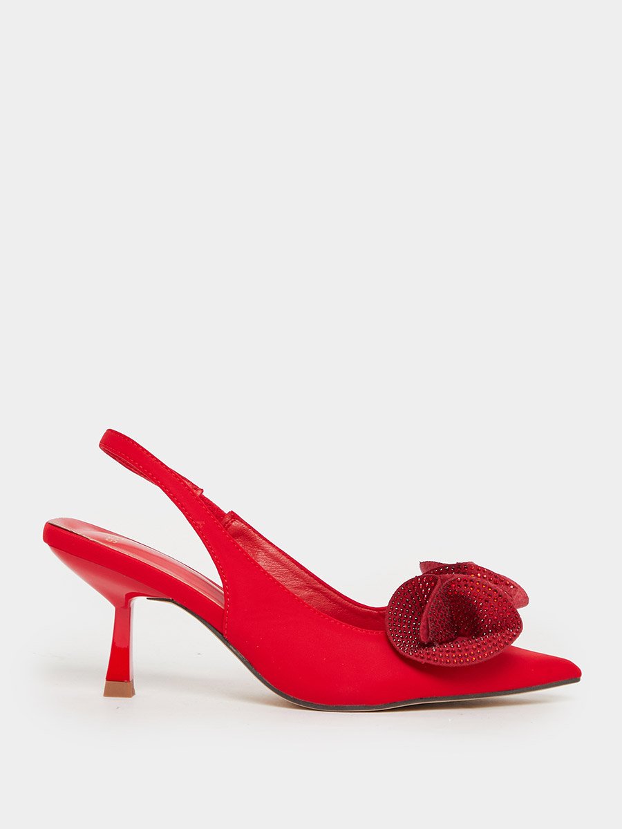 Embellished Pointed Toe Slingback Pumps