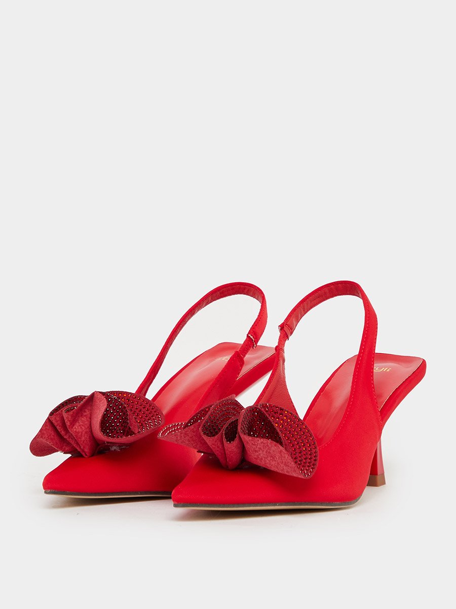 Embellished Pointed Toe Slingback Pumps