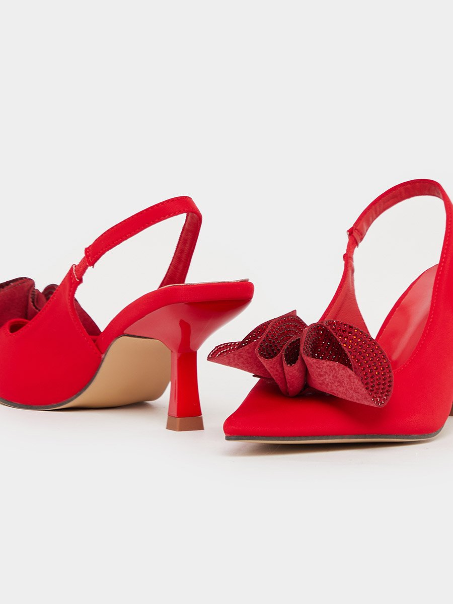 Embellished Pointed Toe Slingback Pumps