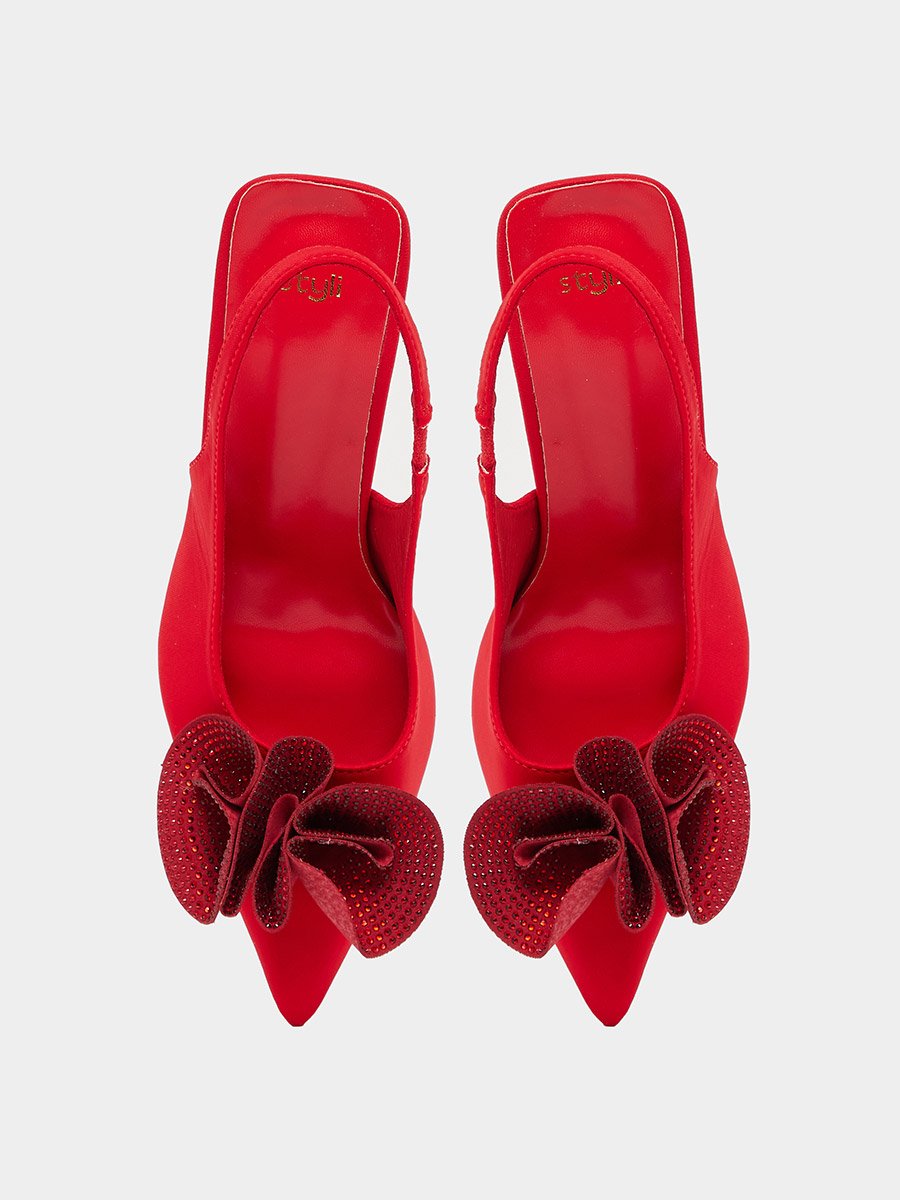 Embellished Pointed Toe Slingback Pumps