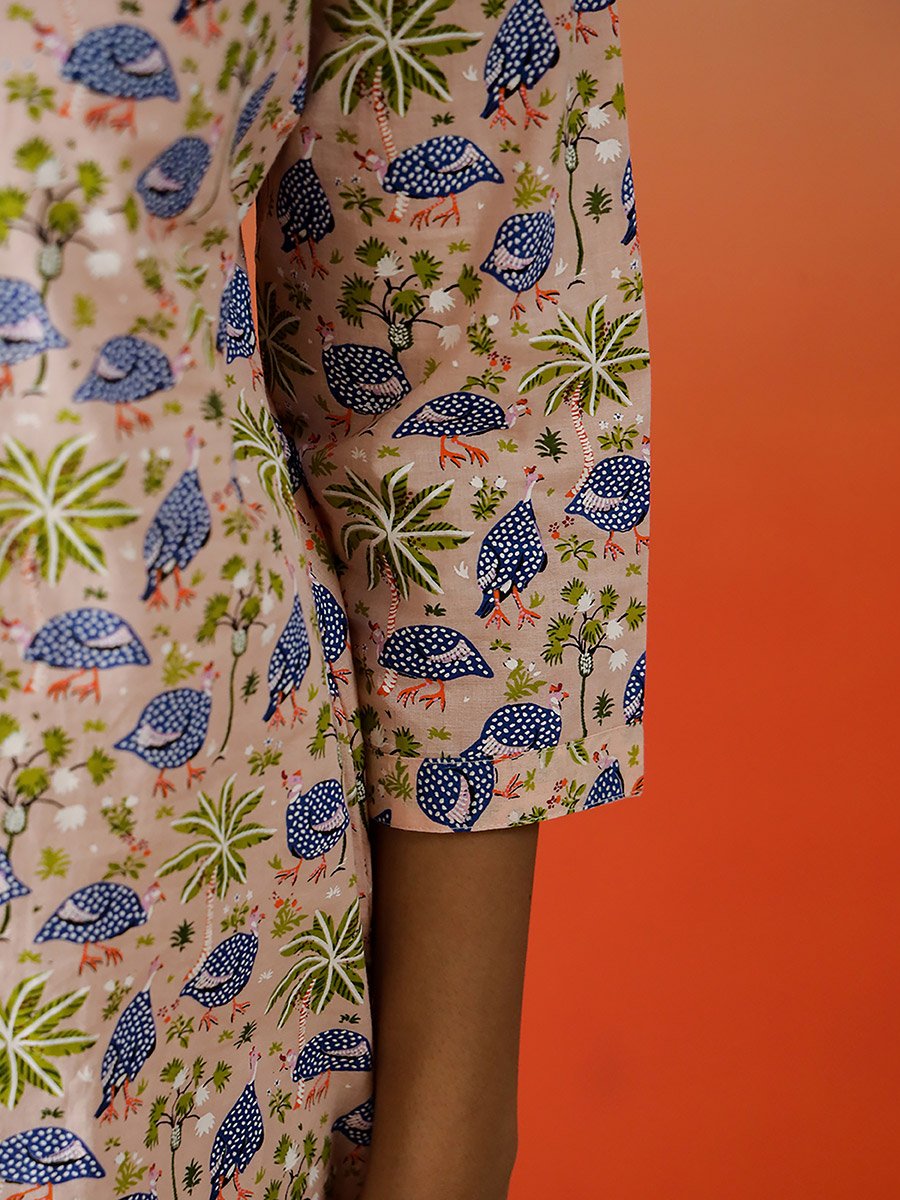 All-Over Floral Print Notch Neck Top
