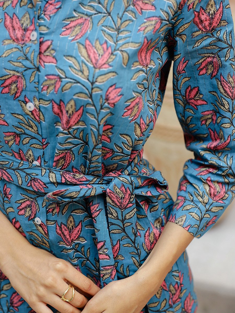 Floral Printed Spread Collar Shirt with Trousers Co-Ords