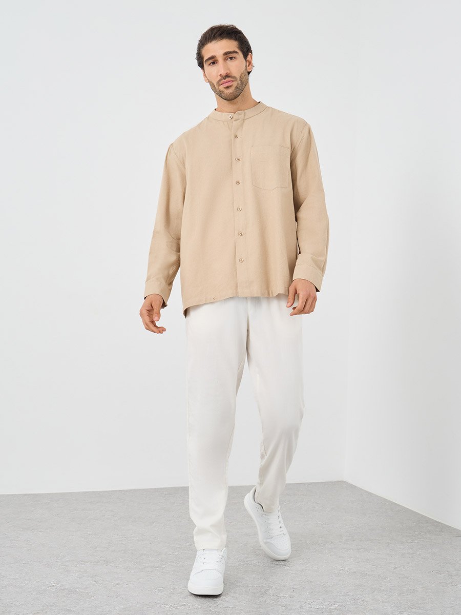 Mandarin Collar Relaxed Fit Shirt