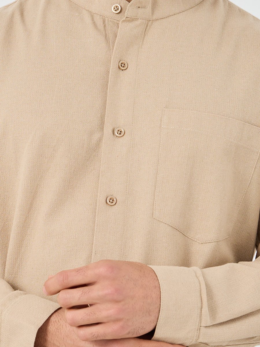 Mandarin Collar Relaxed Fit Shirt