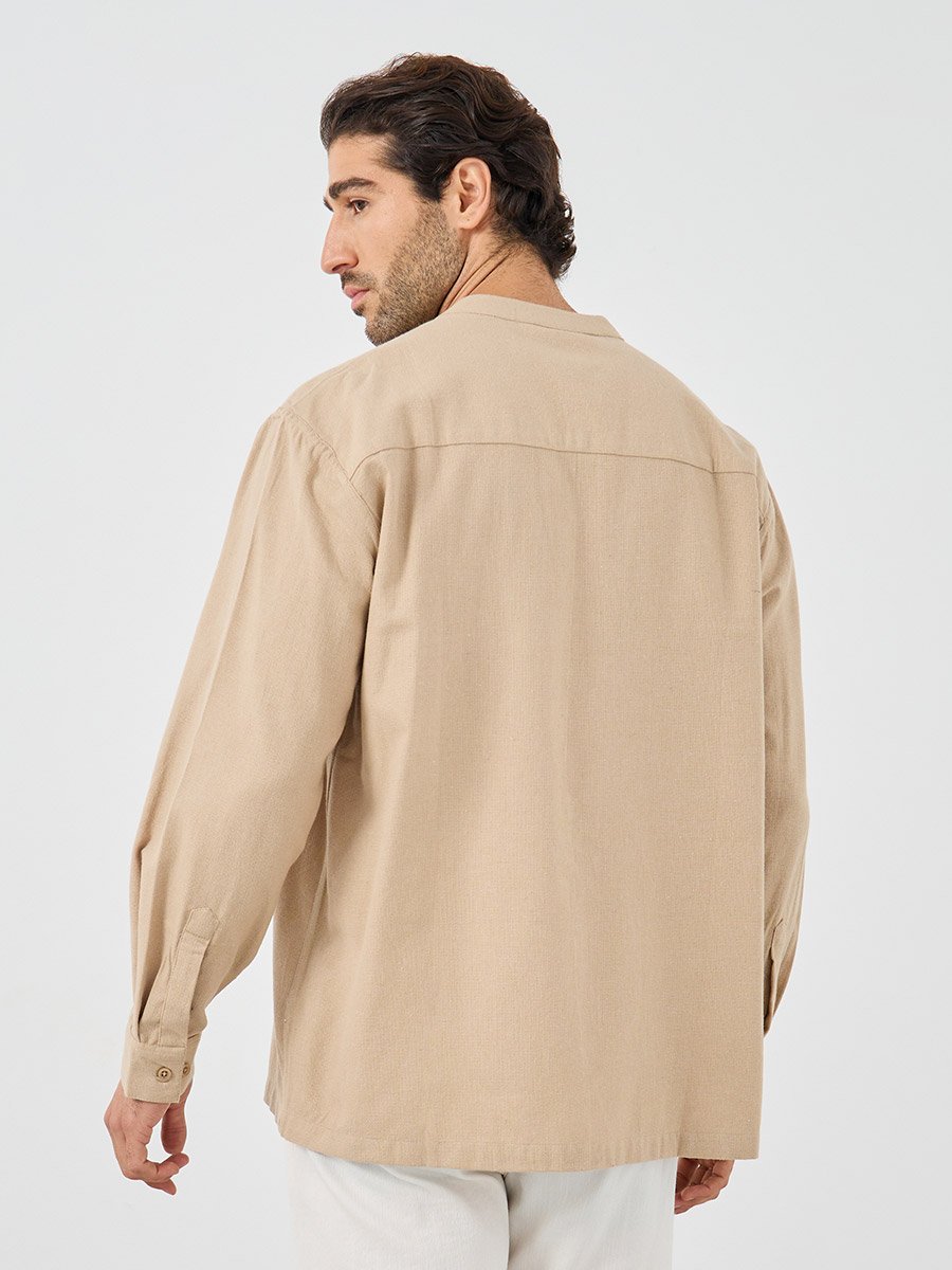Mandarin Collar Relaxed Fit Shirt