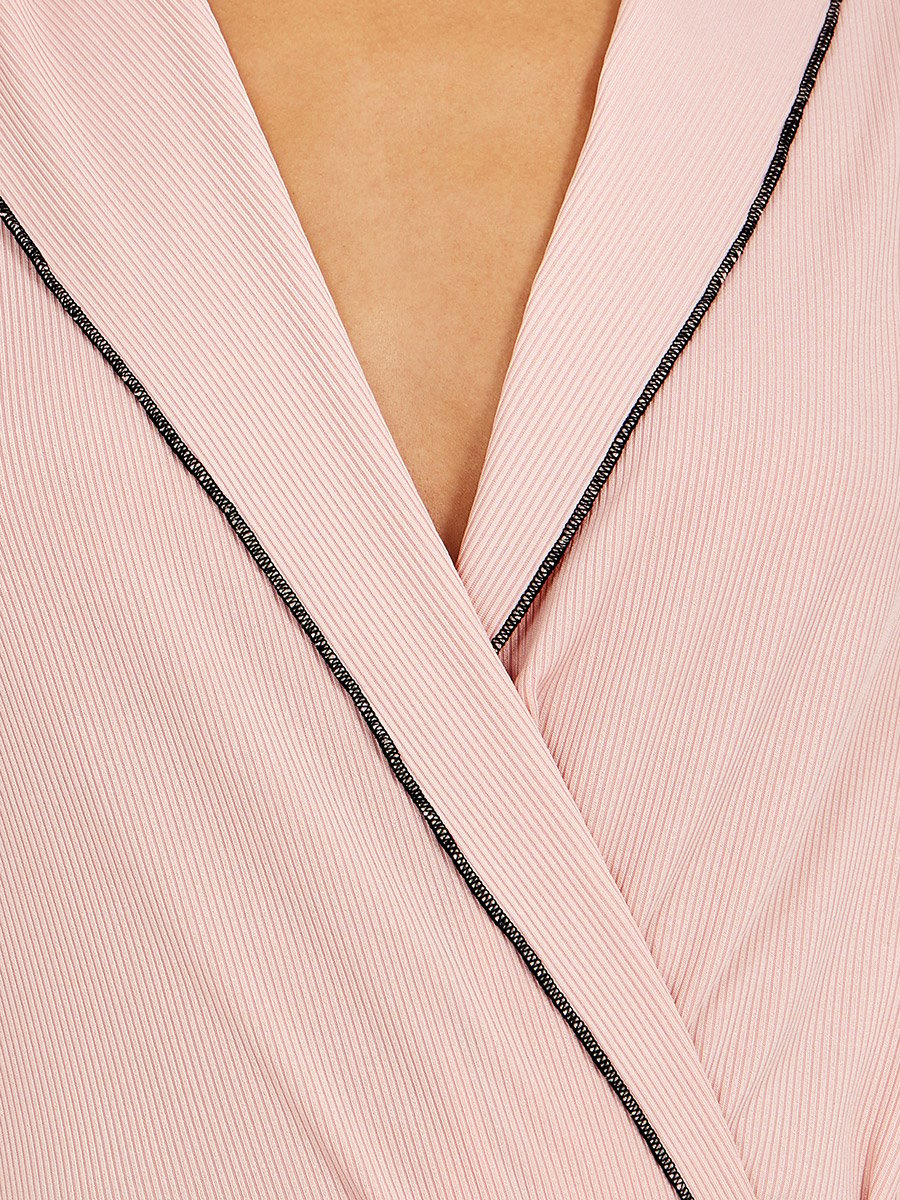 Mono Contrast Edge Rib Robe