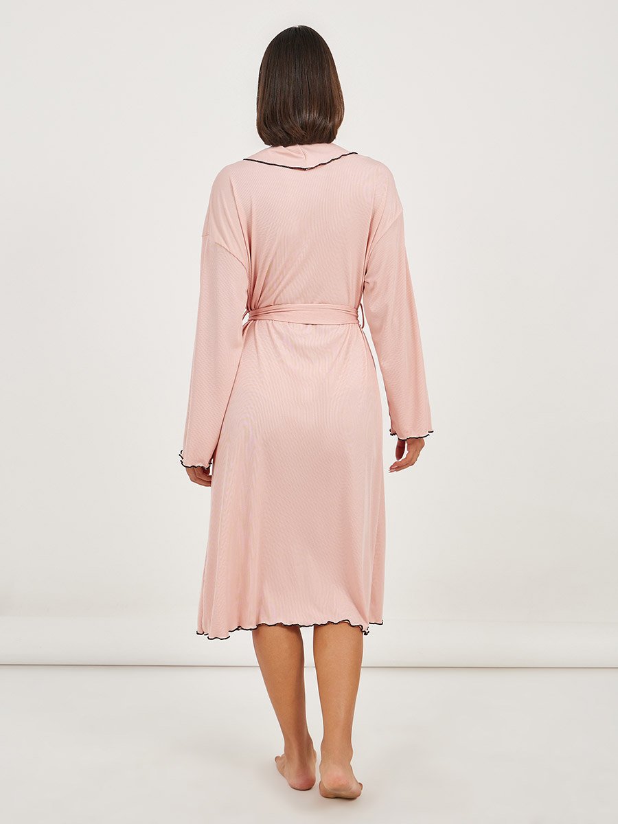 Mono Contrast Edge Rib Robe
