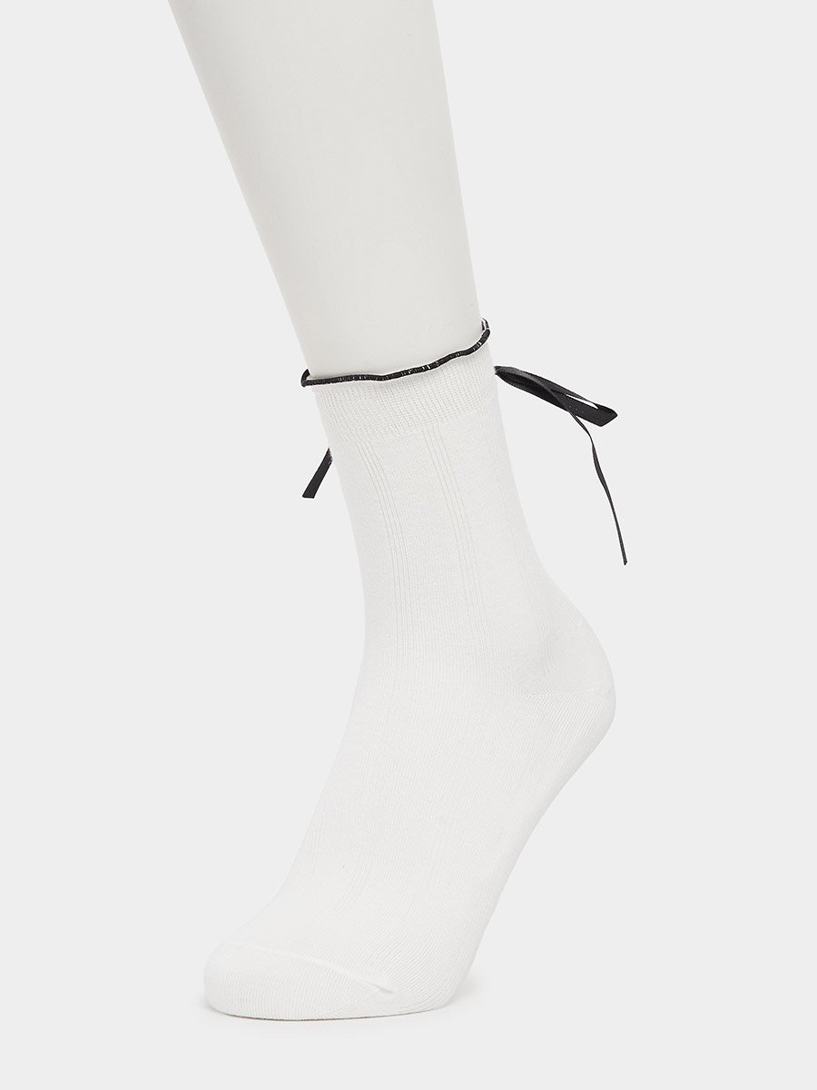 Set of 5 - Ribbon Detail Crew Socks
