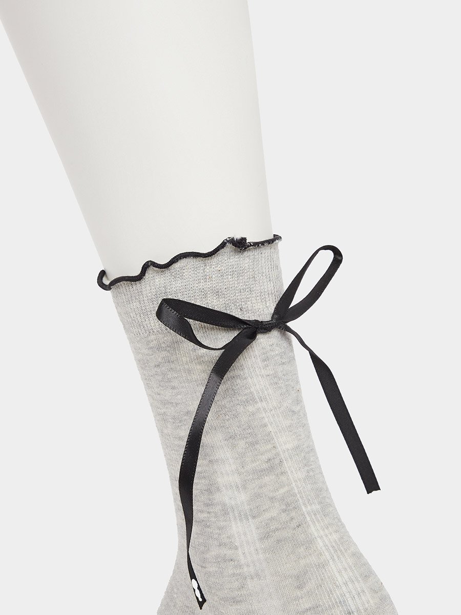 Set of 5 - Ribbon Detail Crew Socks