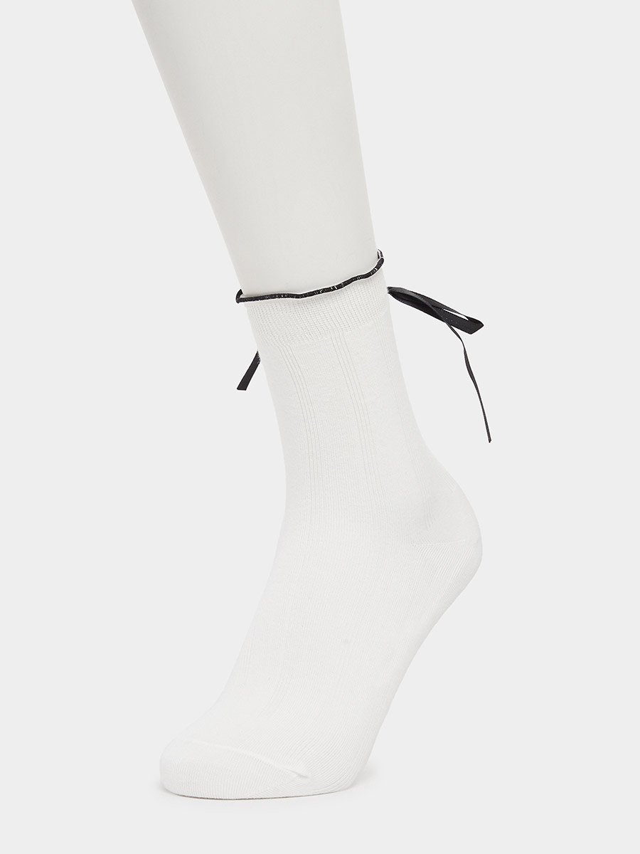 Set of 5 - Ribbon Detail Crew Socks