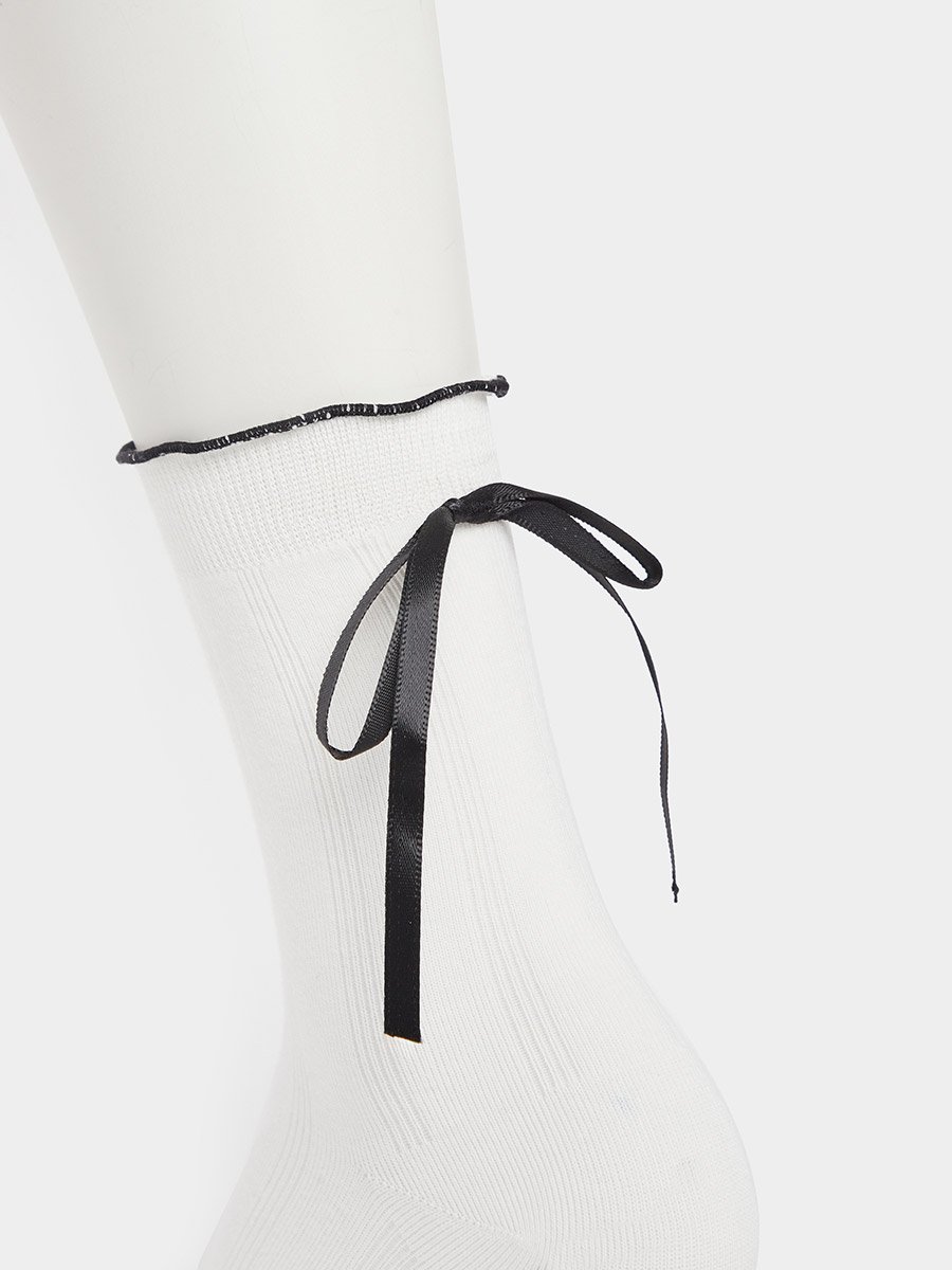Set of 5 - Ribbon Detail Crew Socks
