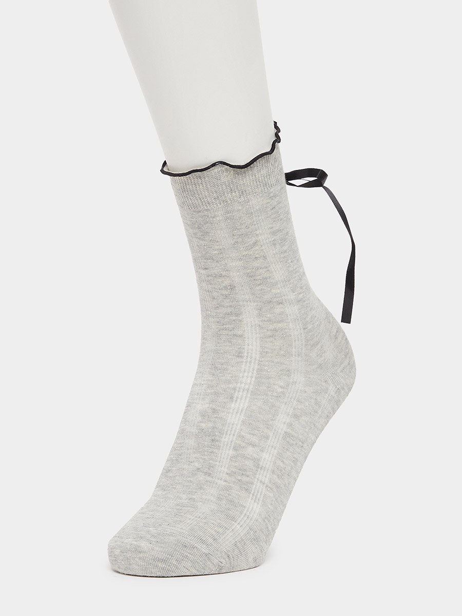 Set of 5 - Ribbon Detail Crew Socks