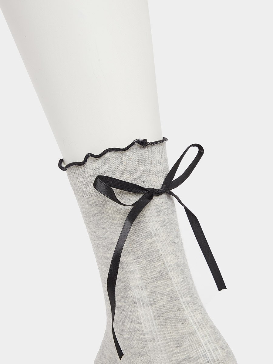 Set of 5 - Ribbon Detail Crew Socks