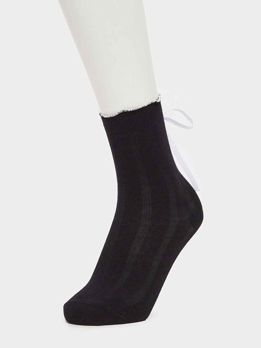 Set of 5 - Ribbon Detail Crew Socks