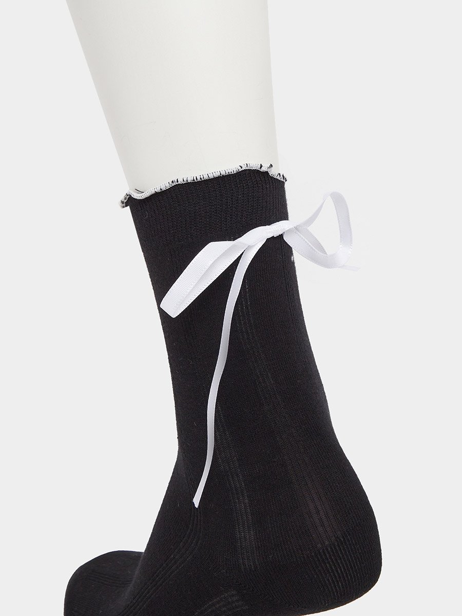 Set of 5 - Ribbon Detail Crew Socks