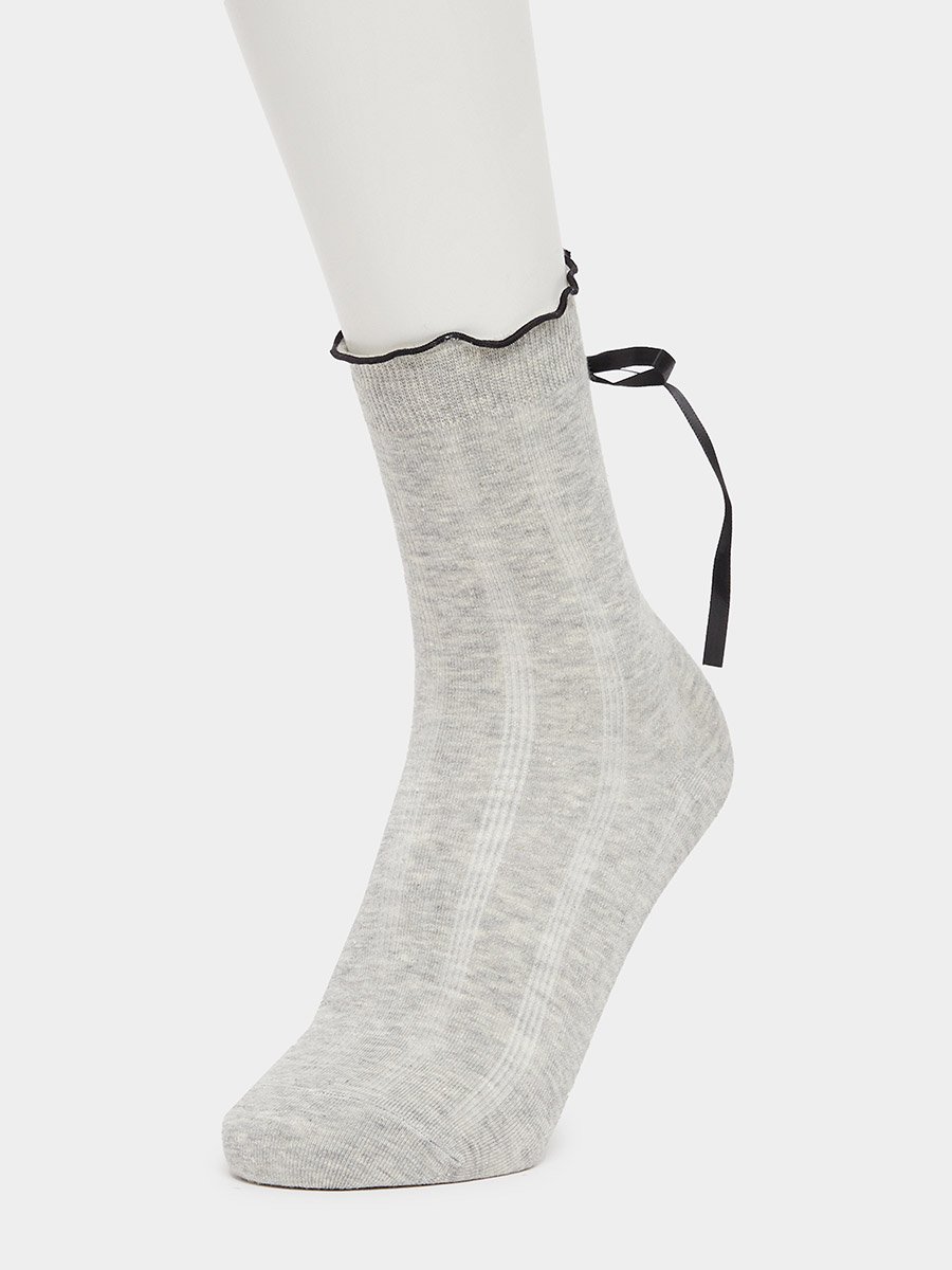 Set of 5 - Ribbon Detail Crew Socks
