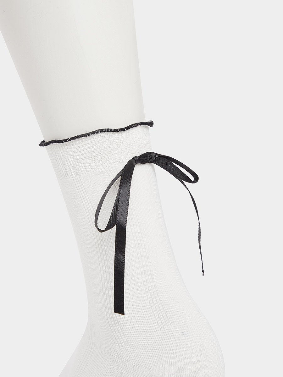Set of 5 - Ribbon Detail Crew Socks