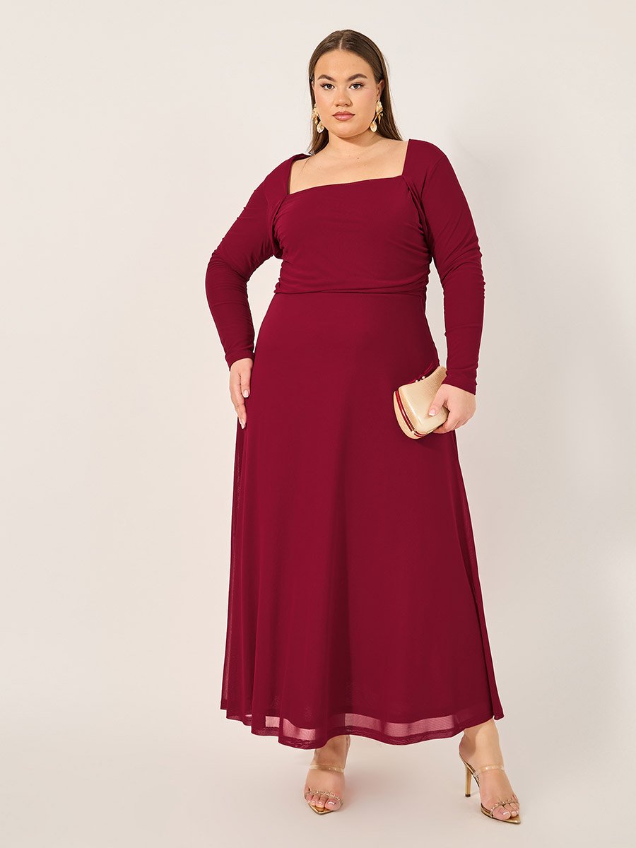 Plus Size Square Neck A-Line Maxi Dress For Women at Kuwait