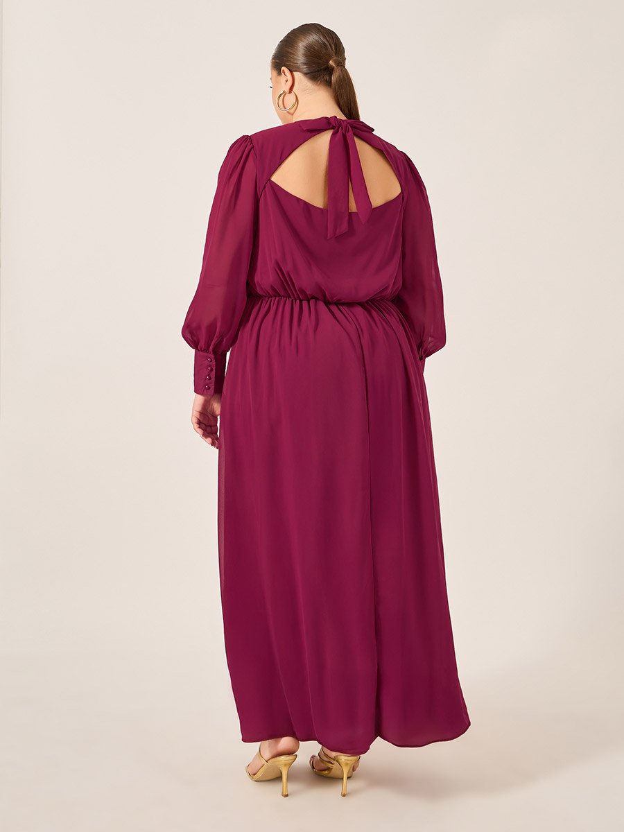 Plus Size Balloon Sleeve Chiffon A-Line Maxi Dress For Women at Saudi |  Styli