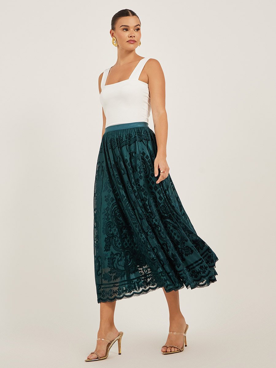 Burnout Design A-Line Midi Skirt