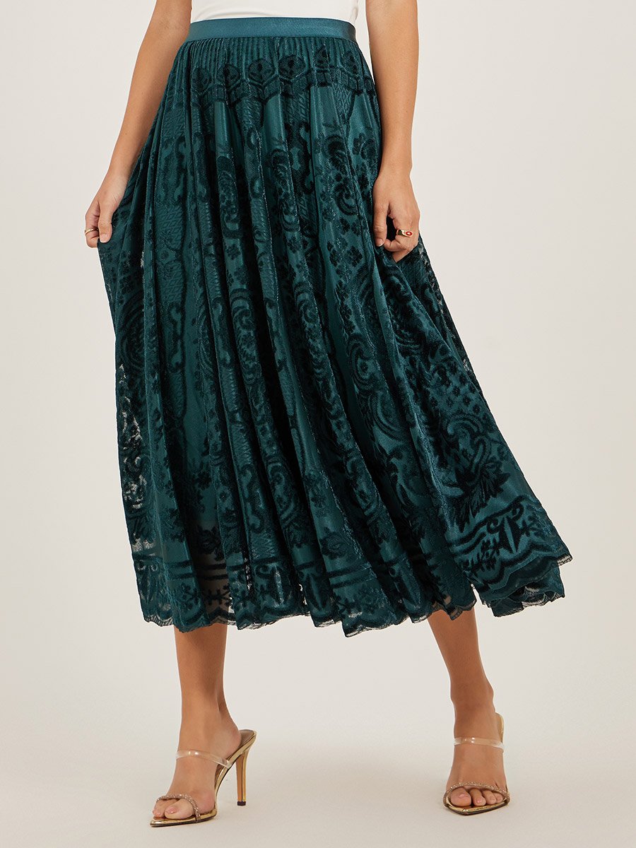 Burnout Design A-Line Midi Skirt