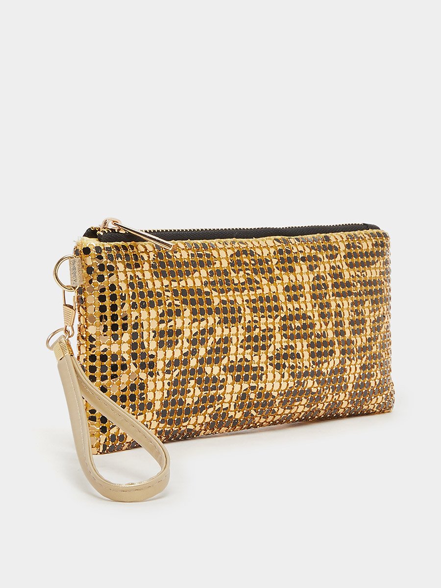 Embellished Clutch with Zip Closure