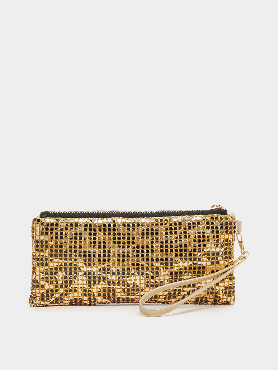 Embellished Clutch with Zip Closure