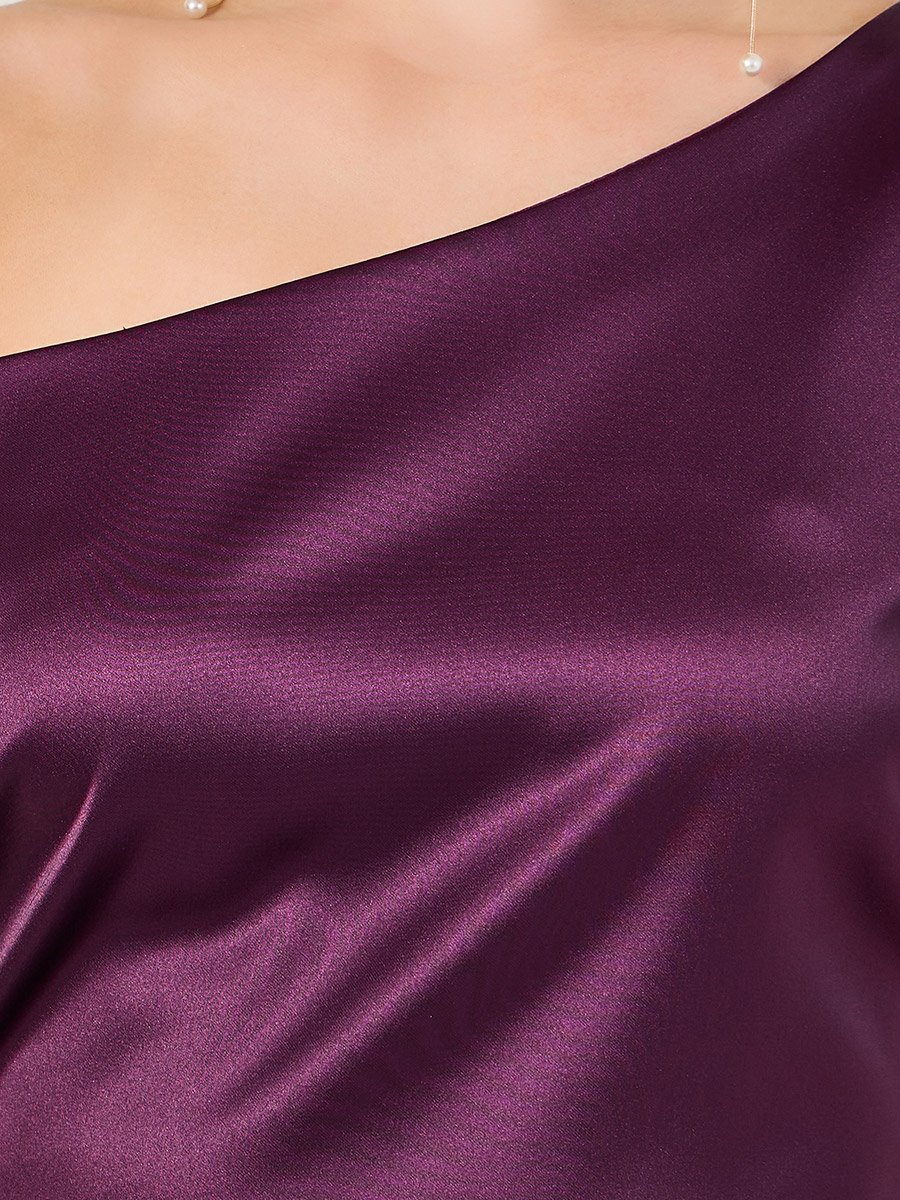 Solid One Shoulder A-Line Maxi Dress