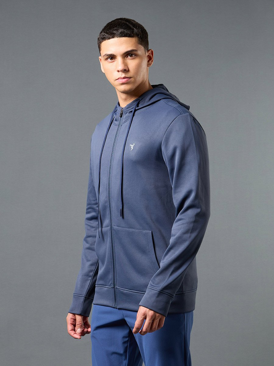 Solid Long Sleeve Hoodie with Zip Closure