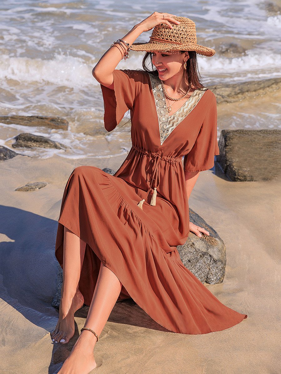 lace up detail maxi dress LACE UP DETAIL MAXI DRESS
