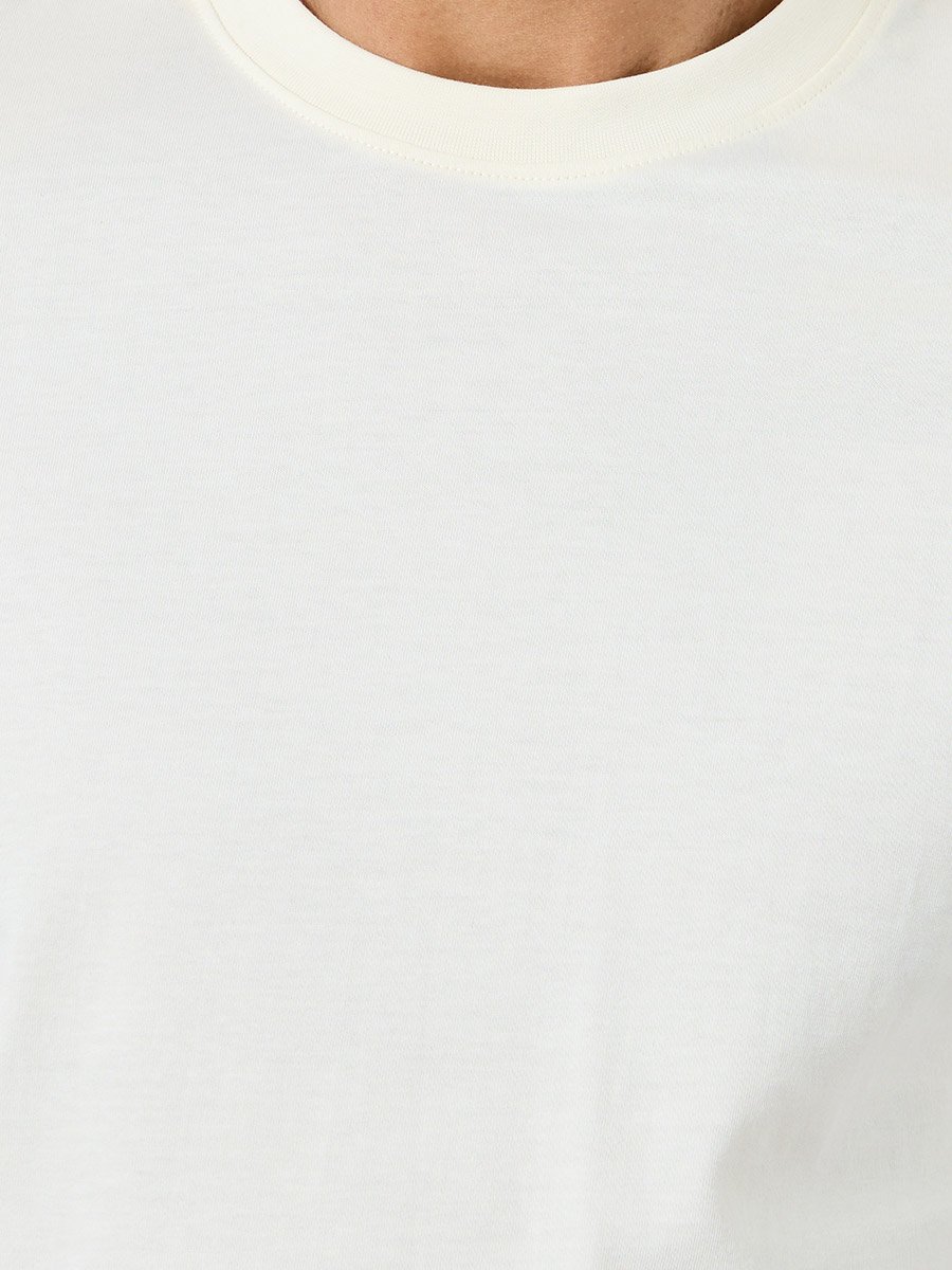 Men Cream Graphic Print Oversized T-Shirt