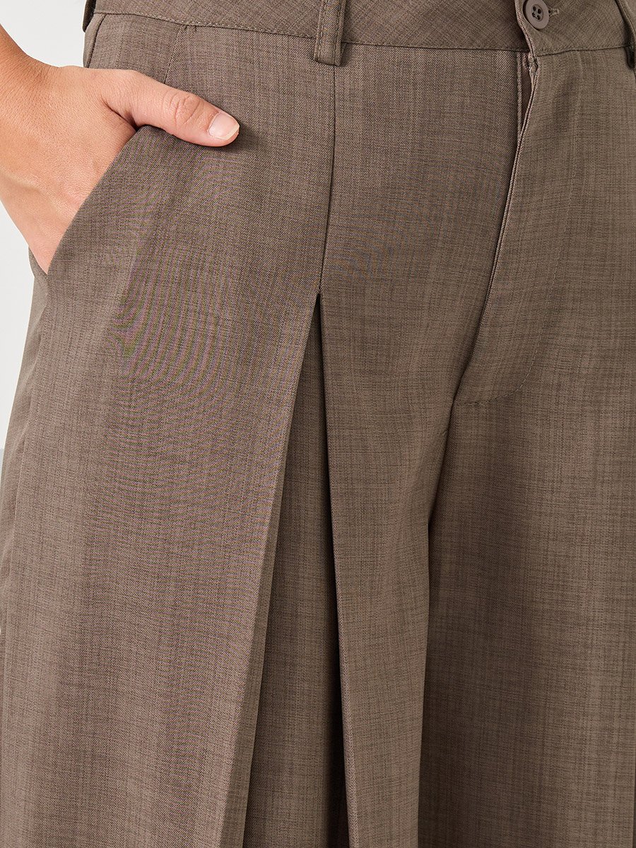 Brown High Rise Wide Leg Pants