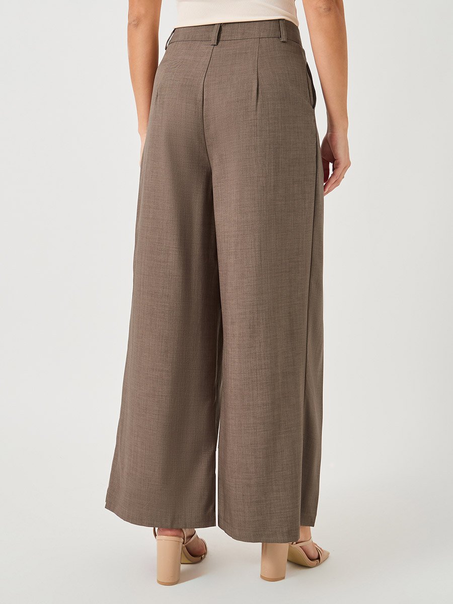 Brown High Rise Wide Leg Pants