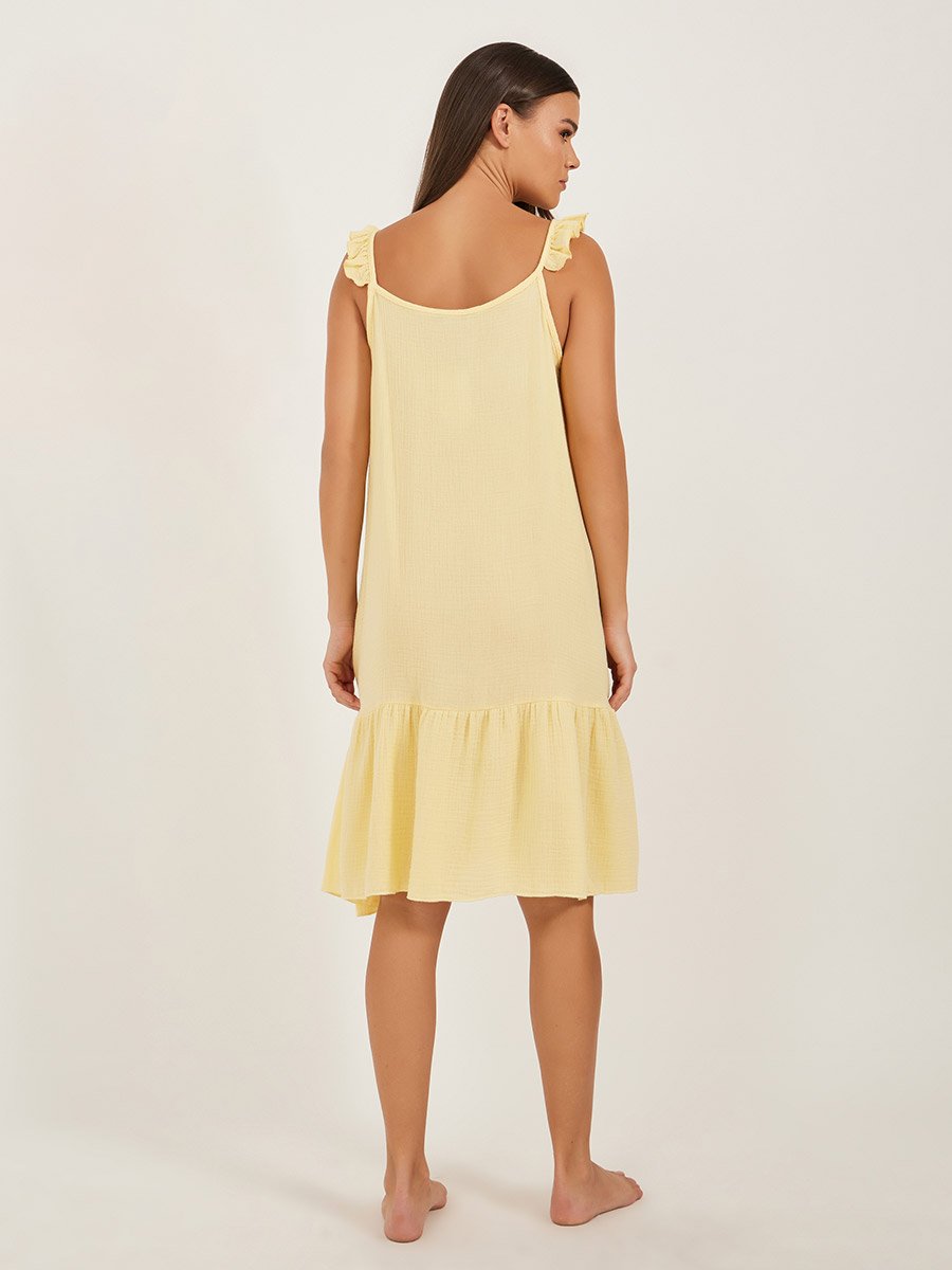 Ruffled Hem Strappy Scoop Neck Slip Dress
