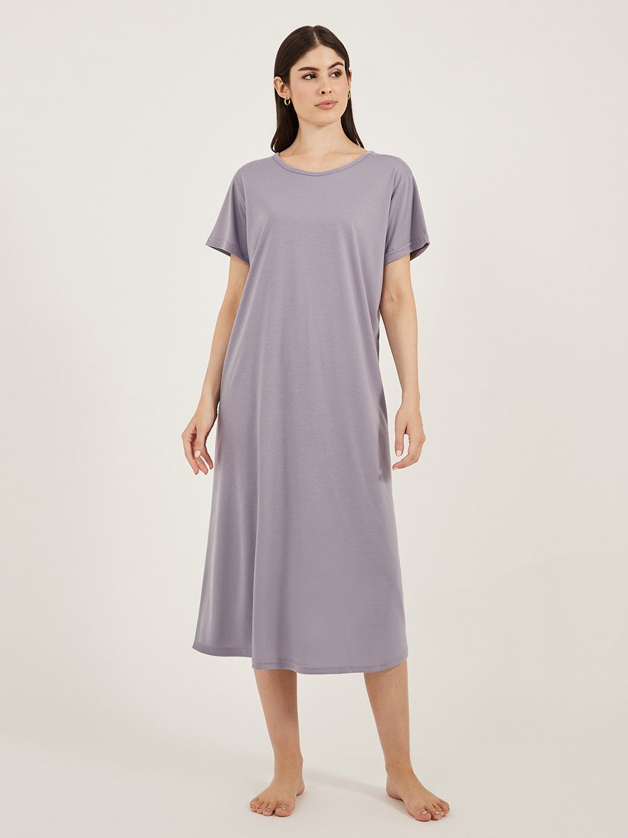 Solid Crossover Back Detail Sleep T-Shirt