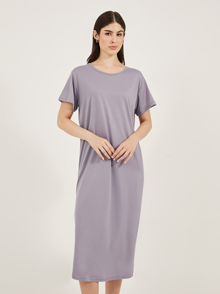 Solid Crossover Back Detail Sleep T-Shirt