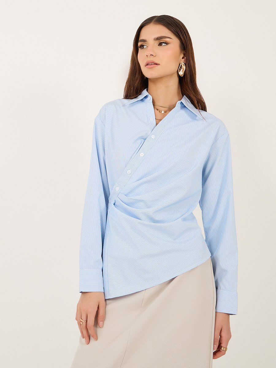 Solid Wrap Collared Regular Fit Shirt