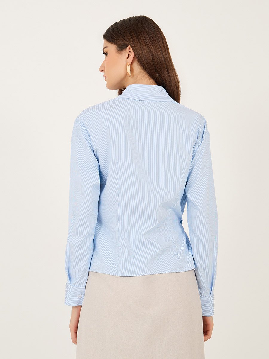 Solid Wrap Collared Regular Fit Shirt