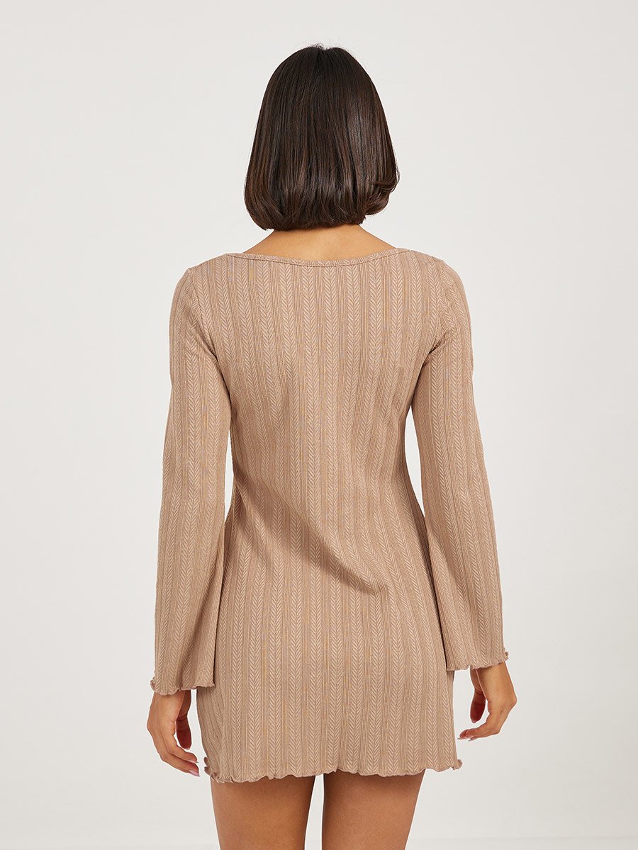 Jacquard Rib Lettuce Hem Nightdress