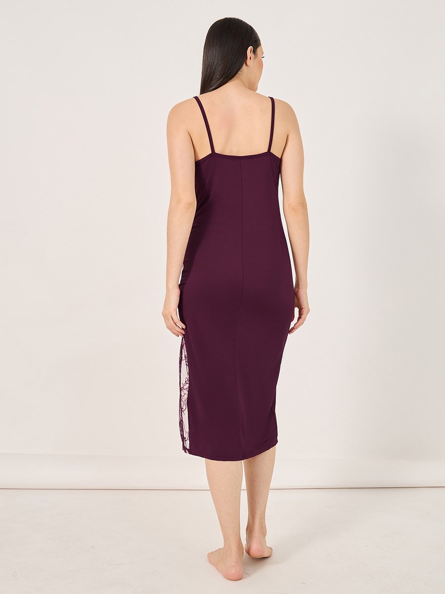 Side Slit Lace Insert Slip Dress For Women at Saudi | Styli