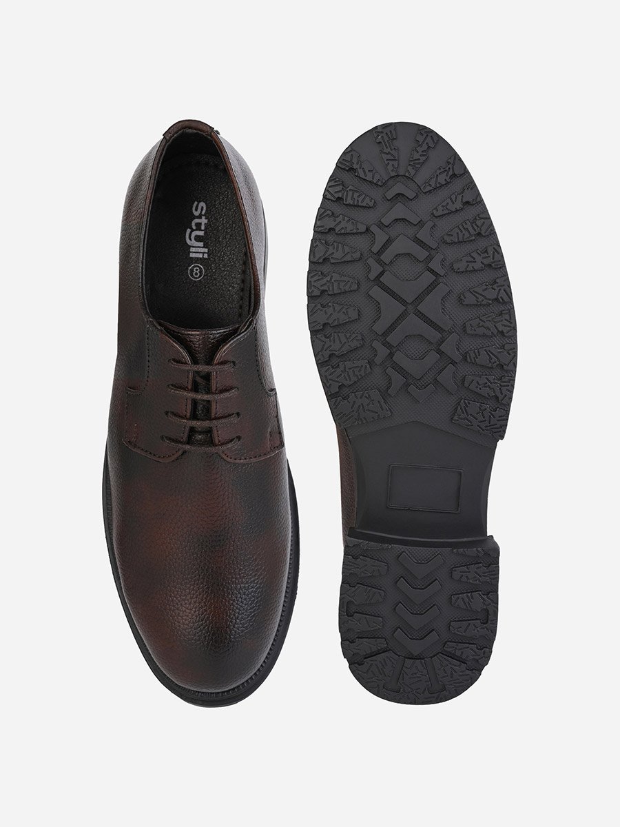 Grain Faux Leather Oxford Lace Up Shoes