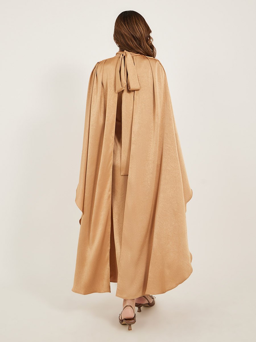 Plain Cape Sleeves A-Line Maxi Dress