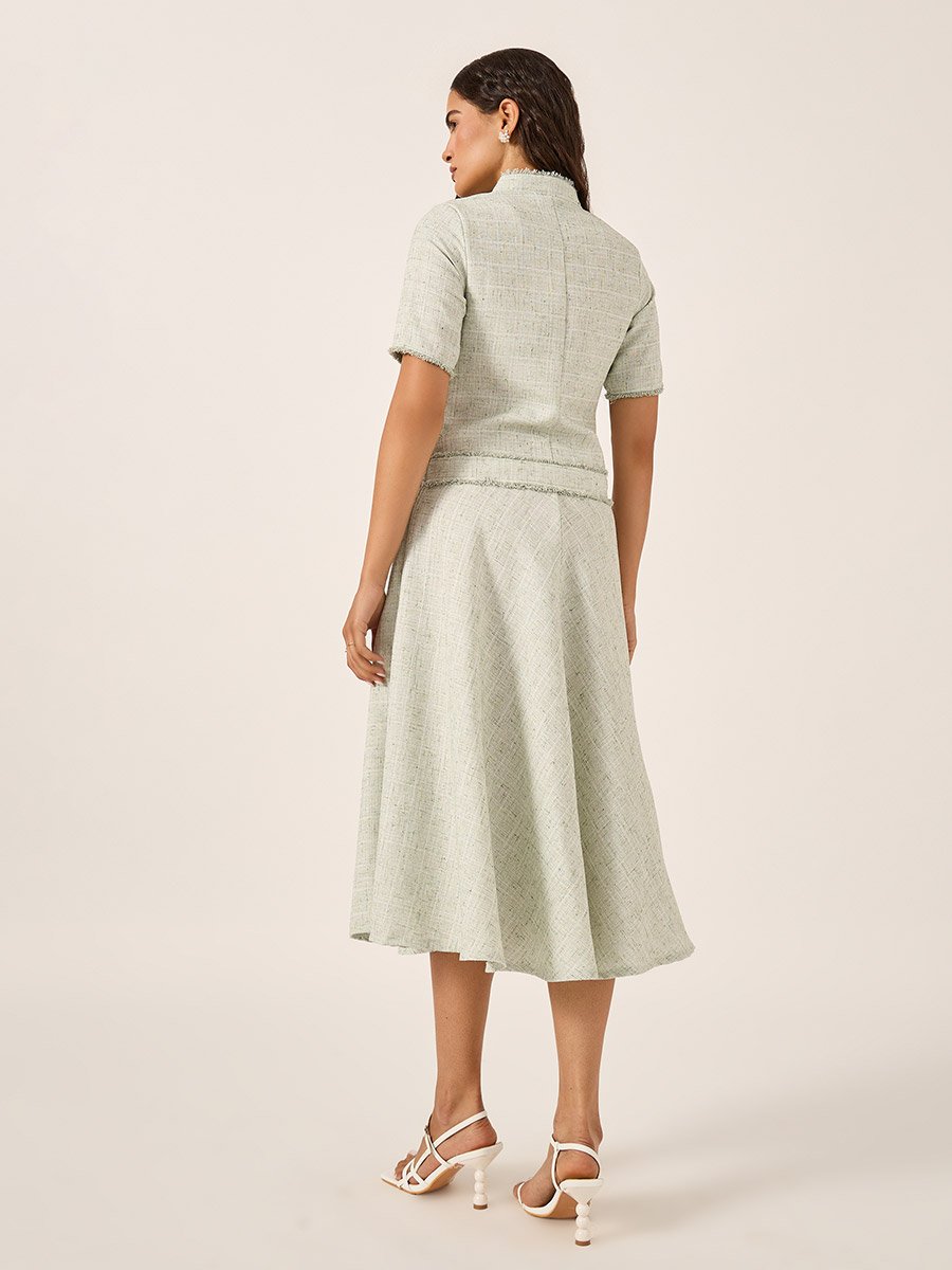 Plain Short Sleeves A-Line Midi Dress
