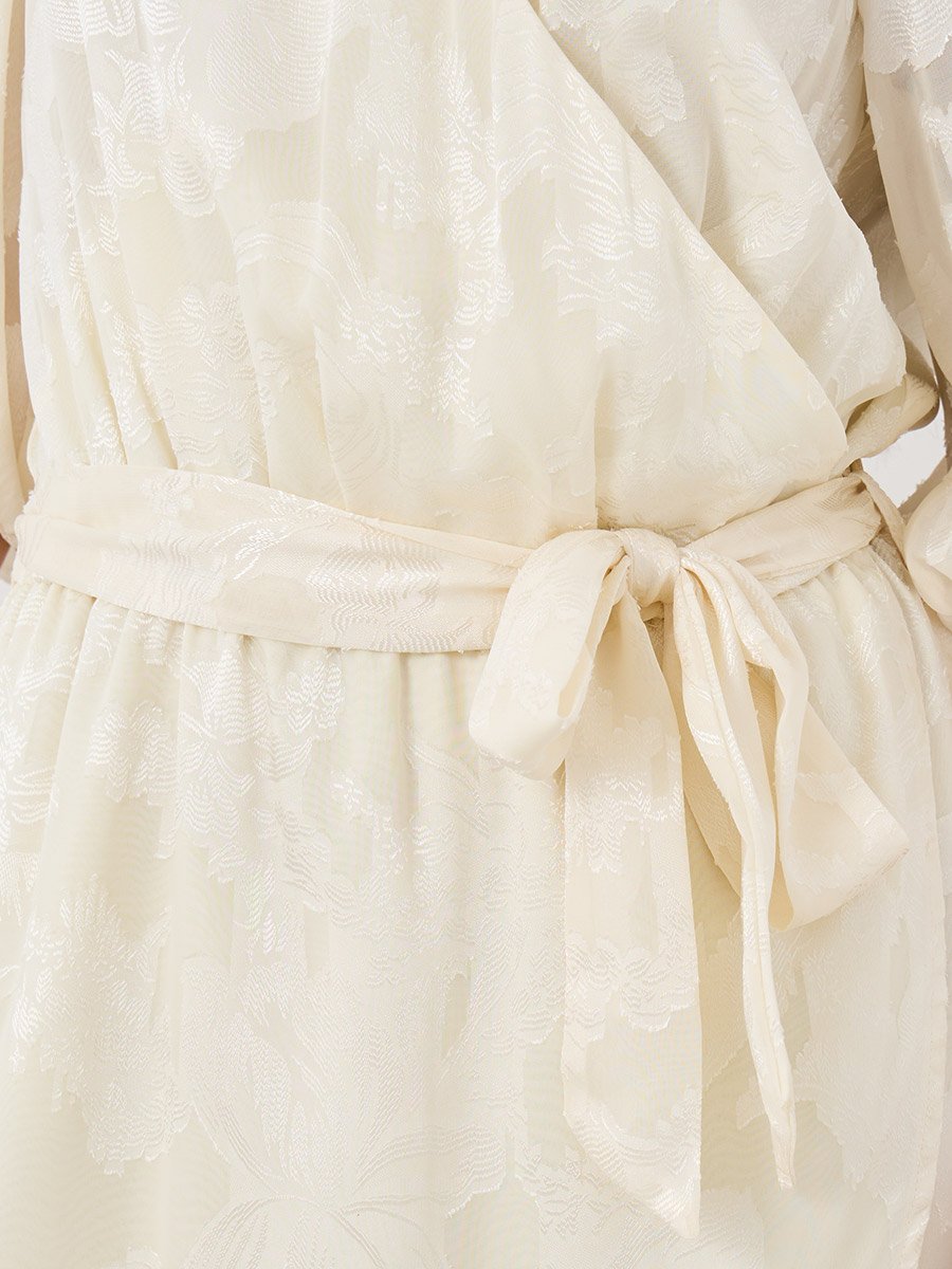 Self Design Elbow Sleeves Wrap Maxi Dress
