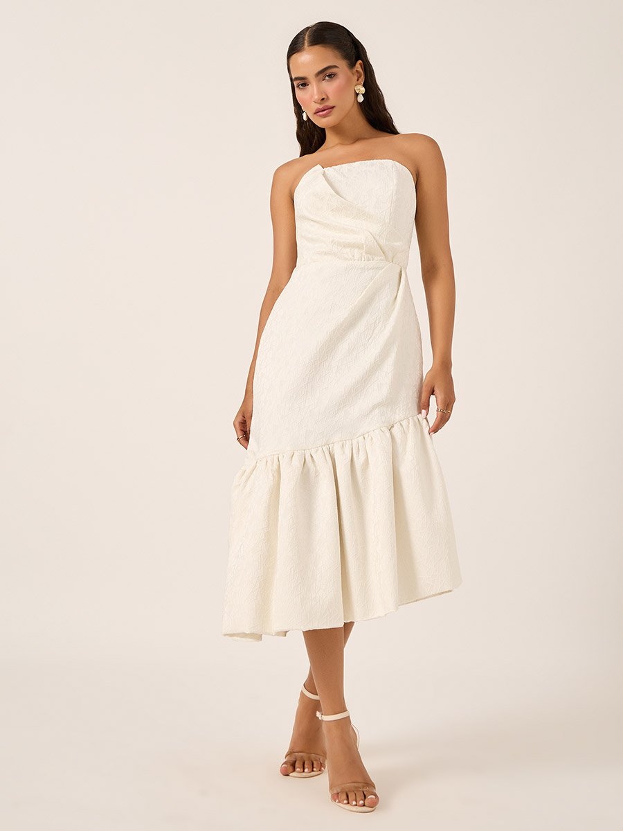 Bandeau Neck Sleeveless A-Line Midi Dress For Women at Kuwait