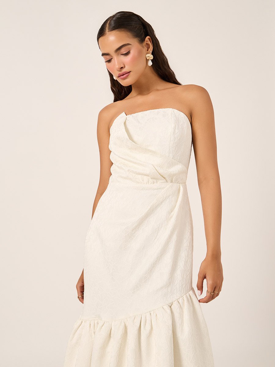 Bandeau Neck Sleeveless A-Line Midi Dress
