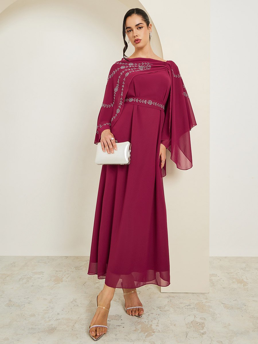 maxi dress kuwait Embellished Cape Sleeve Maxi Dress For Women at Kuwait