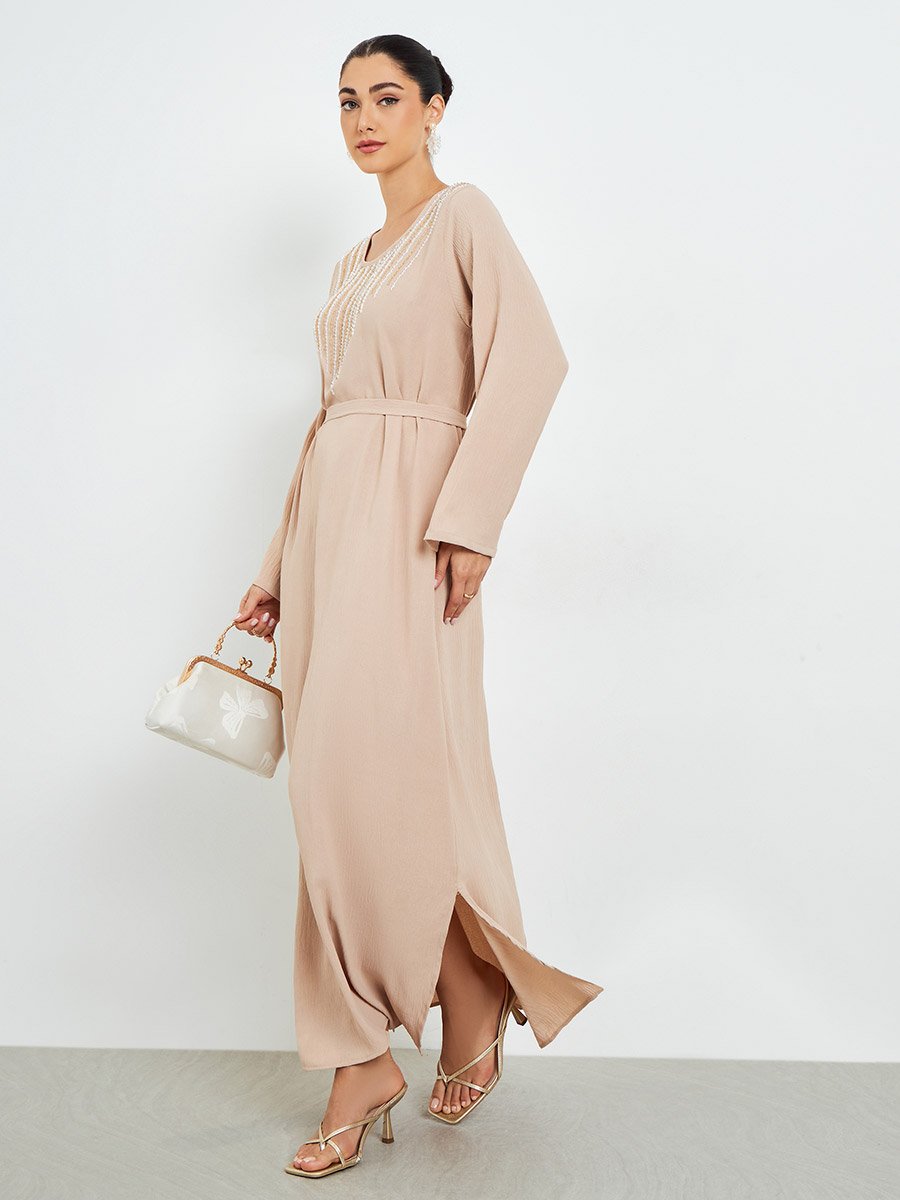 Embroidered A-Line Belted Jalabyia